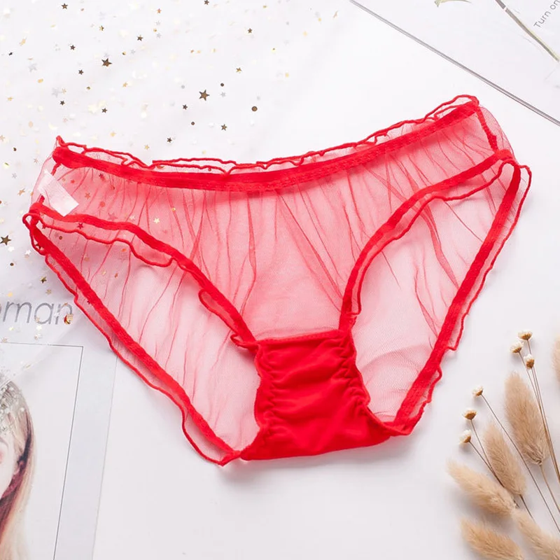 New Women\'s Sexy Panties Net yarn Breathable Comfort Women Underwear Seamless Briefs Ultra-transparent Panty Lingerie Underwear