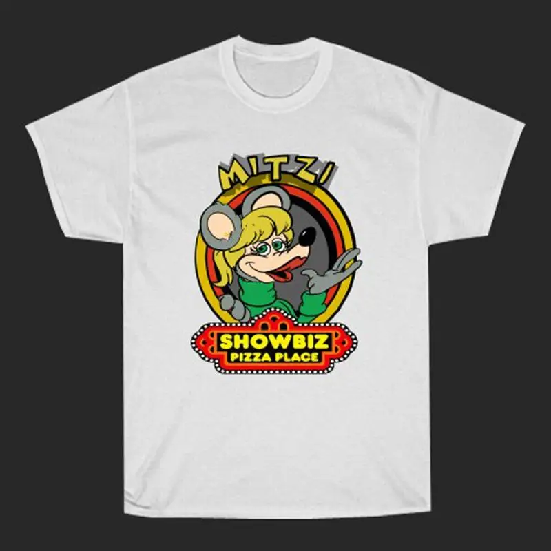 

Mitzi Mozzarella Showbiz Pizza Men's White Size S to 3XL T shirt