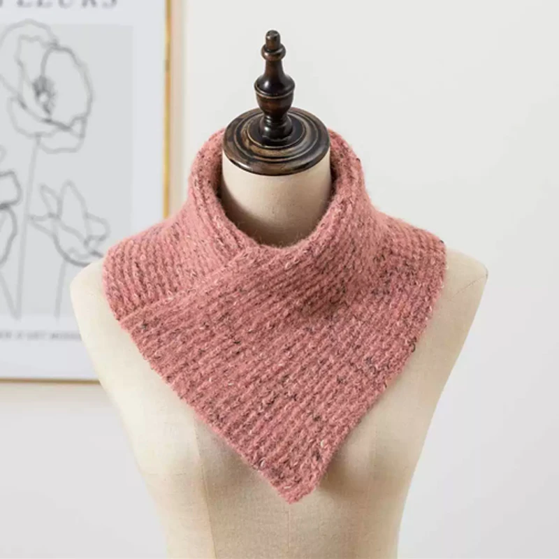 Damen-Halsketten, Winter-Strickschal, weicher Fleece-Dreiecksschal, dicker, warmer Halswärmer, thermische Kleidung für kaltes Wetter, Accesso – Detail 6