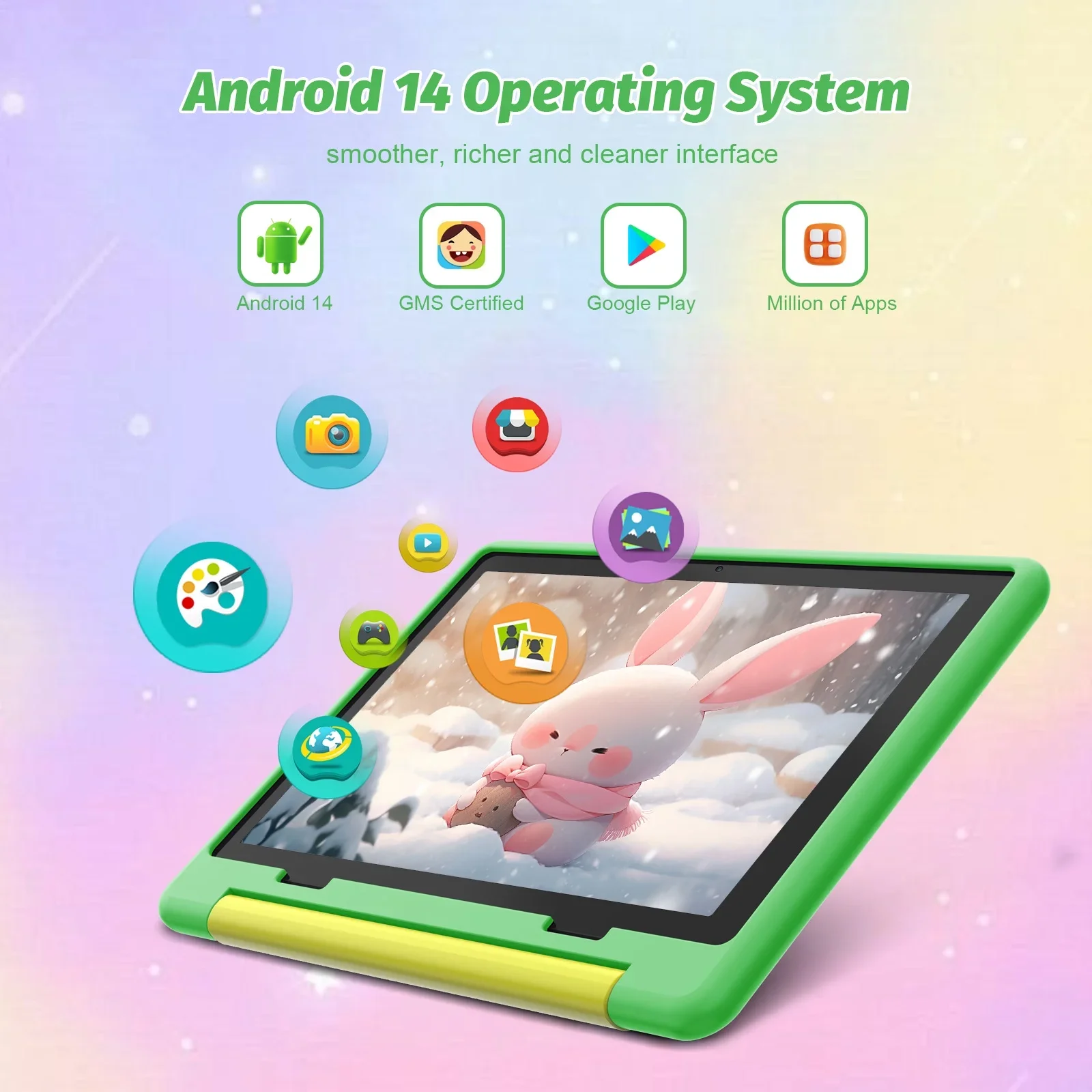 تابلت URAO 10 بوصة للأطفال للدراسة والتعليم ثماني النواة 14 جيجابايت رام 64 جيجابايت روم 1 تيرا بايت قابل للتوسيع مع حافظة لهدايا الأطفال من سن 3 إلى 12 عامًا