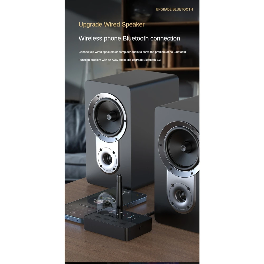 Bluetoothオーディオアダプター,ワイヤレスhifiステレオレシーバー,ロスレスサウンド,Aptx hd llトランスミッター,5.3