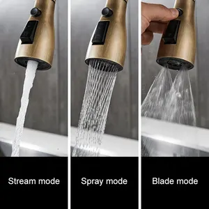 Kran Dapur Tarik Perunggu Antik Keran Mixer Air Wastafel Dapur Kran Derek Panas Dingin dengan Penyemprot EL9021 8 mixer keran dapur penjualan terbaik - №