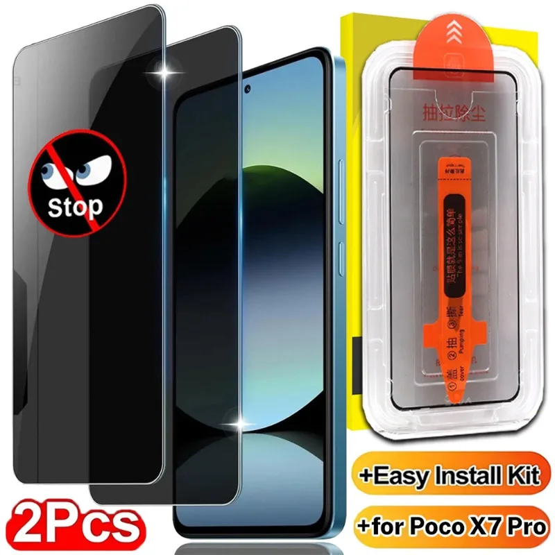 

Privacy Tempered Glass Auto Installation Privacy Screen Protector Anti-peeping Protective Cover Film for Xiaomi Mi Poco X7 Pro