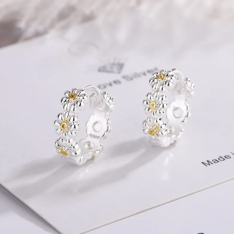 Frühling neue süße Gänseblümchen Blume Ohr stecker für Frauen süße Muschel Emaille versilbert Ohrringe koreanischen Temperament Schmuck – Detail 26