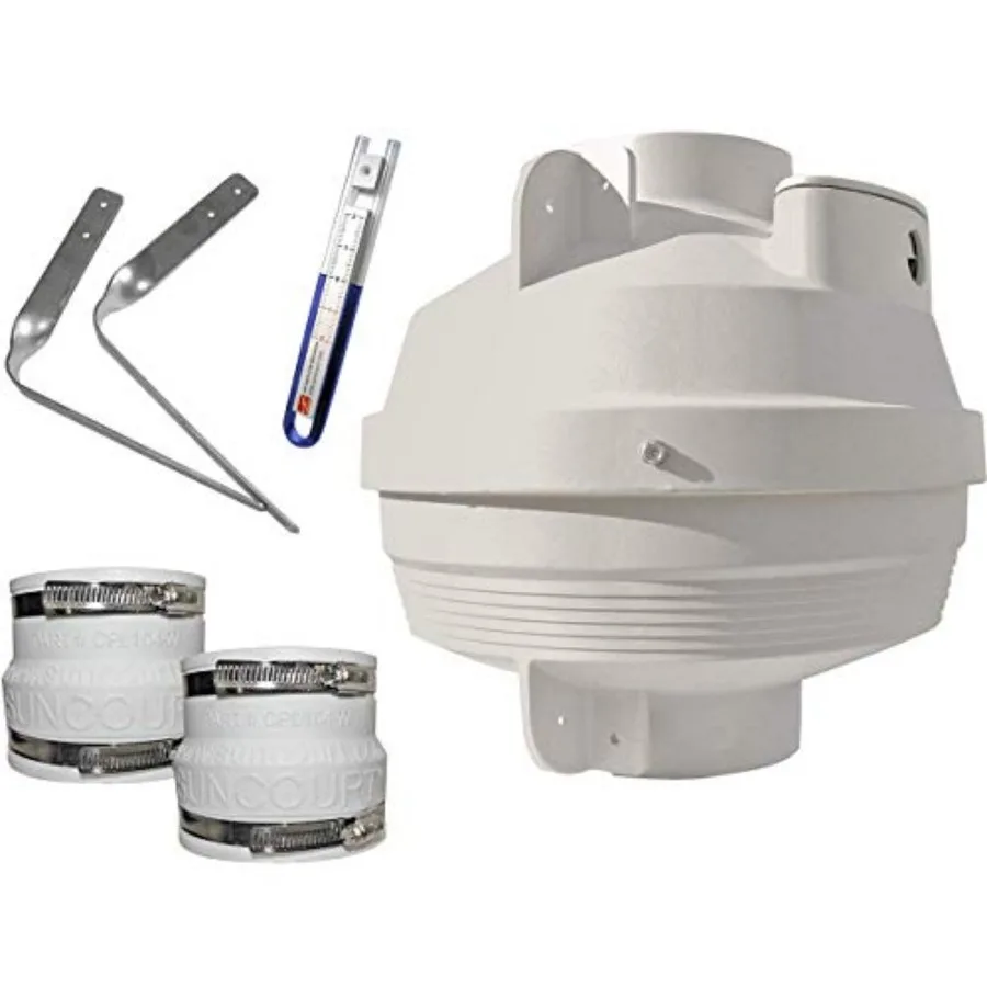 تتضمن مجموعة نظام التخفيف الرادون لقاعدة خلط الضغط على البلاط الفرعي ومساحات الزحف على مجموعة مروحة رادون مع اثنين من 4 بوصات إلى 4 #1