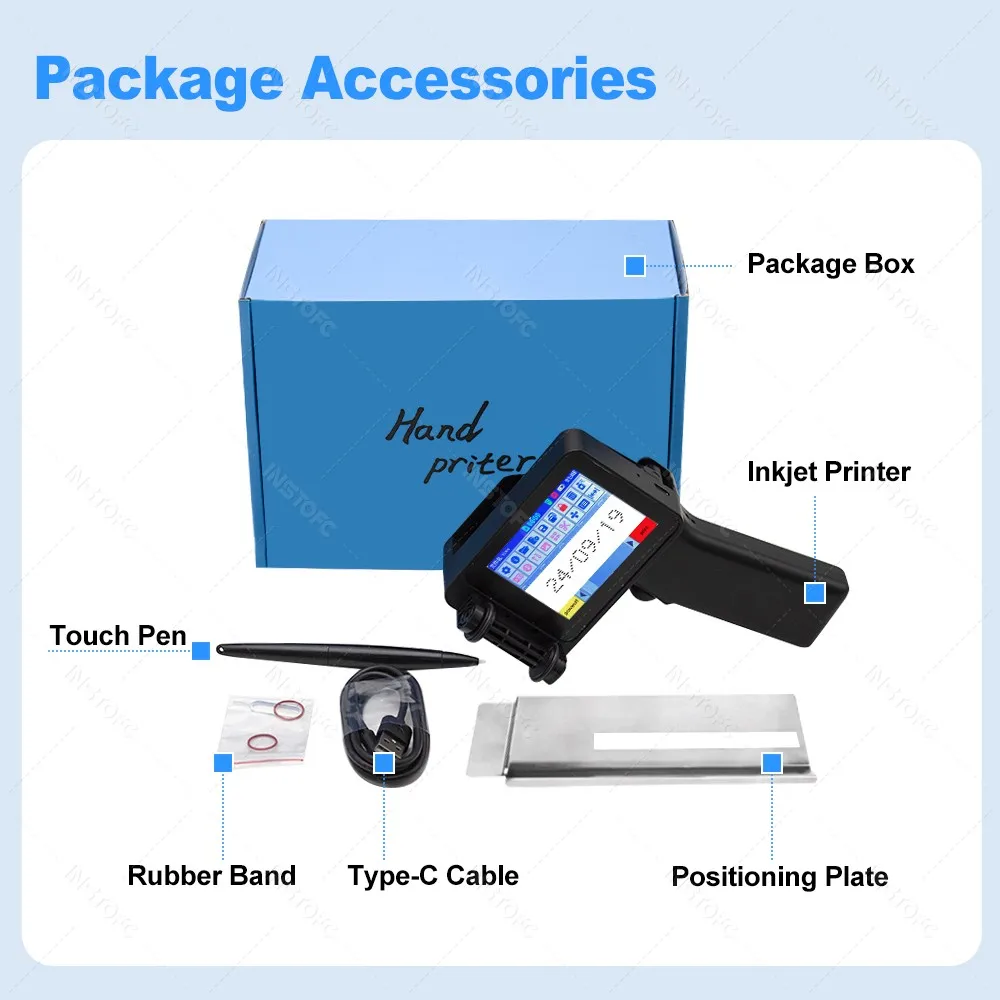  Mini Portable Inkjet Printer 2-12.7mm Height Printing for Plastic Wood Fabric Text Label Batch Number Logo Date Coding Machine