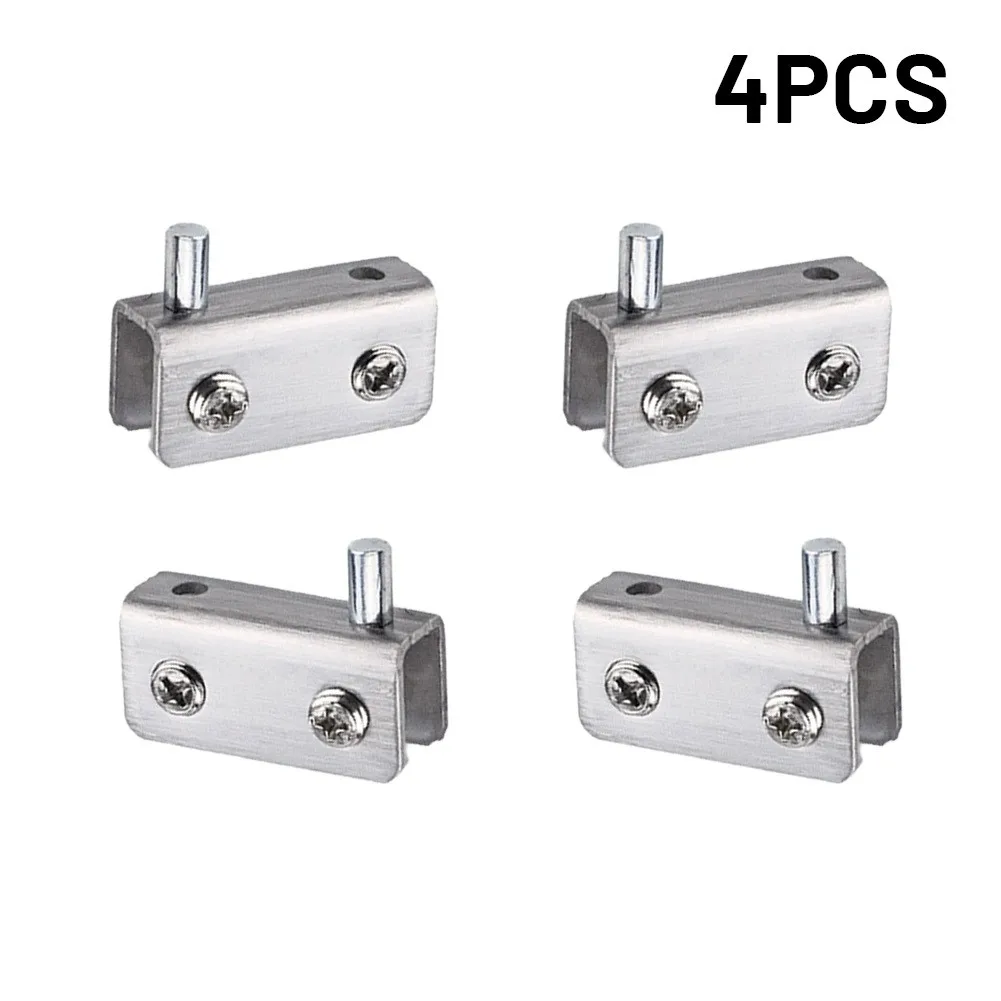 Sem perfuração dobradiças de porta de vidro dobradiças de porta de vidro prata 4 pçs armário pivô dobradiça clipe braçadeira para portas novo