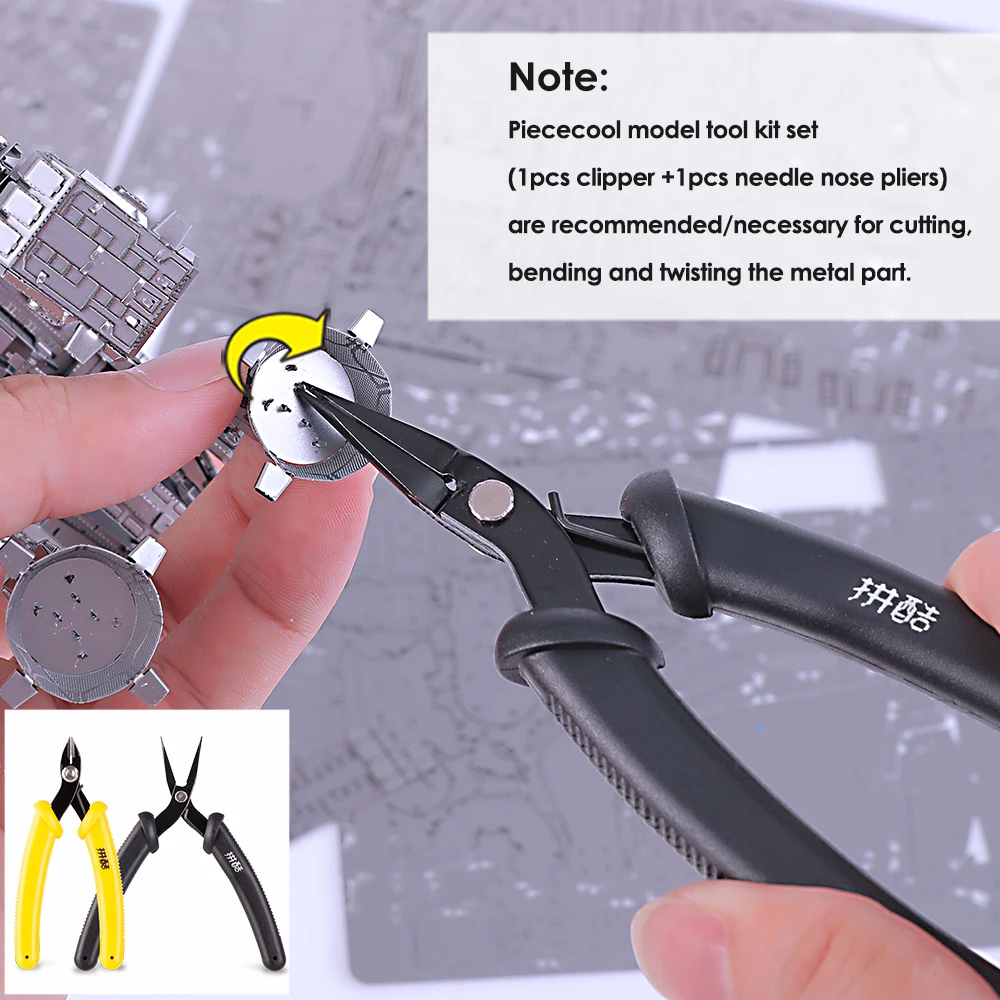 Piececool Tools for 3D Metal Puzzle 2 Pcs Assembly Tools for Model Building Kits Clipper Needle Nose Pliers