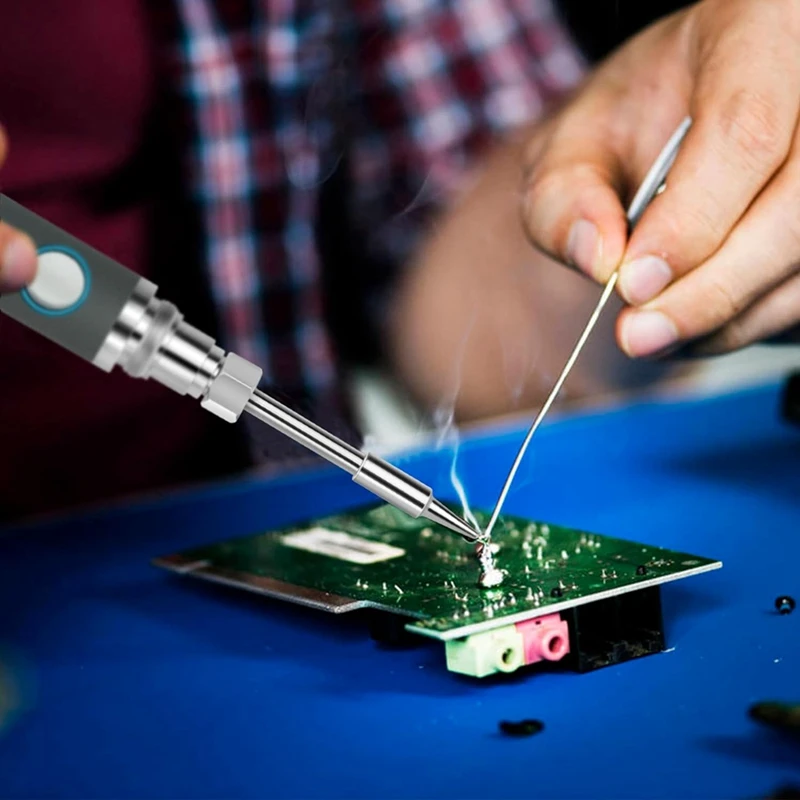 Kit solder tanpa kabel, Pen solder suhu dapat diatur, pena Las elektronik logam dengan 3 ujung