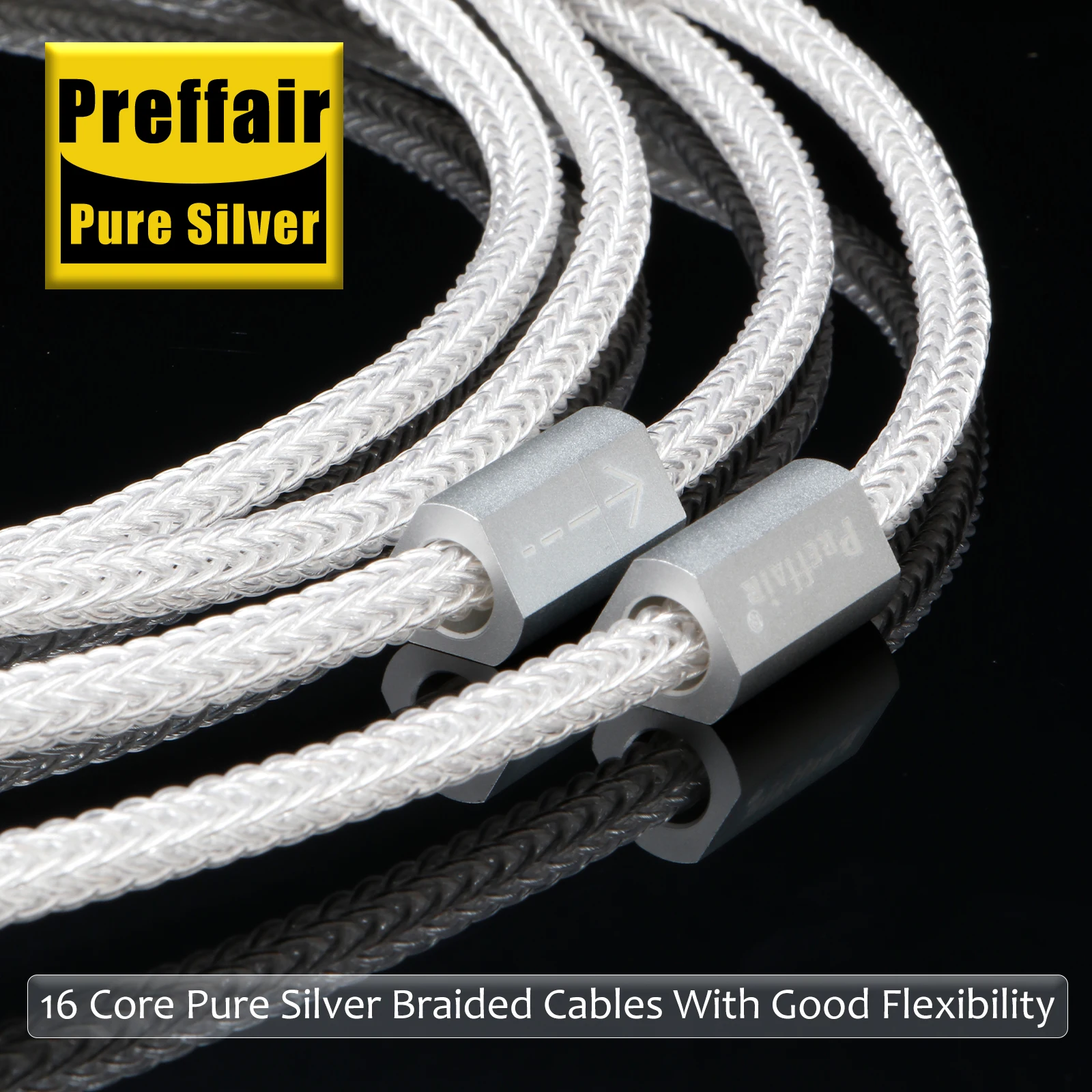 Pure Sillver RCA to XLR Audio Cable 16cores Audiophile rca to xlr male/female with carbon fiber rhodium plated plug for Speaker