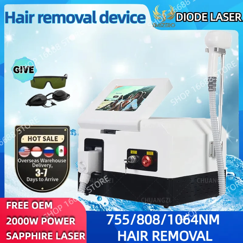 

2024 808nm755nm1064nm 3 Wavelength Diode Laser Permanent Hair Removal Cooling Painless Laser Hair Removal Alexandrit laser