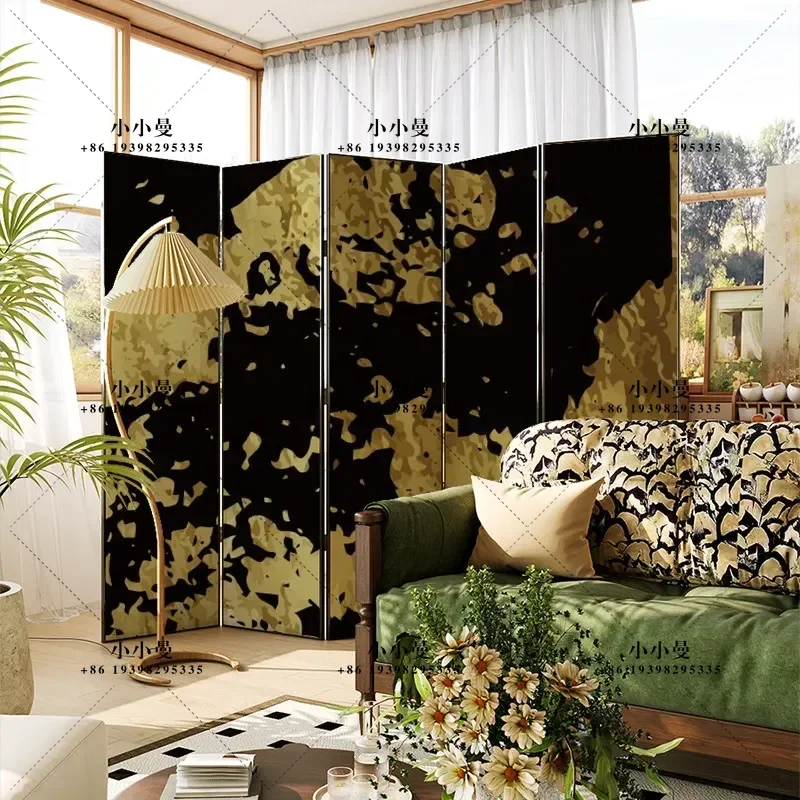 Home French retro Nanyang style screen partition living room bedroom aluminum alloy folding