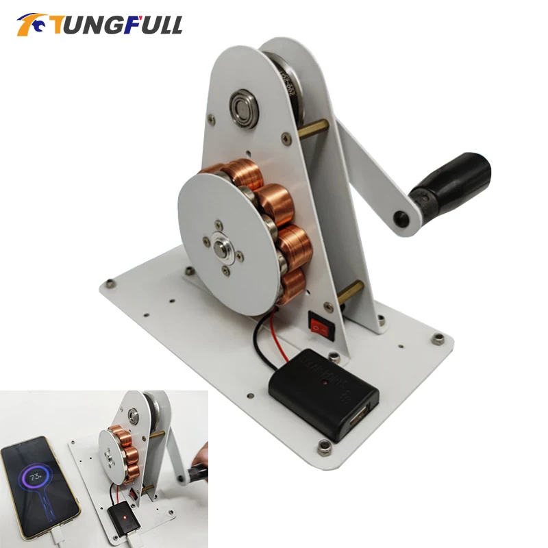 Hand Crank Generator Emergency USB Mobile Phone Charging 12V Permanent Magnet Mini Generator Physical Electromagnetics