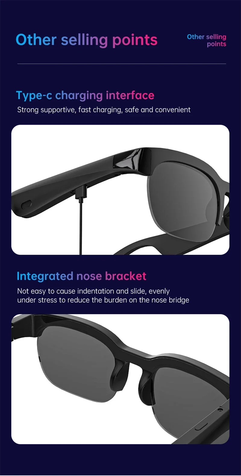 Lenovo AI Smart Glasses 12KHD 2600W Freisprechfunktion AI-Übersetzung ChatGPT-Protokollierung Musikwiedergabe Smart-Sonnenbrille für Männer und Frauen – Detail 12
