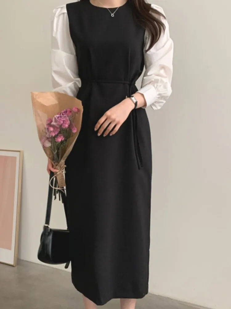 

Весенне-осеннее винтажное лоскутное женское платье с запахом и длинными рукавами, женское офисное платье с поясом, женские платья, Vestidos