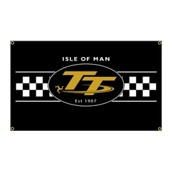 90x150cm TT Isle of Man flaga na motocykl poliester z nadrukiem garaż lub dekoracja zewnętrzna Banner gobelin