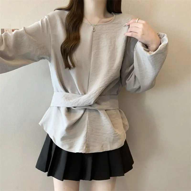 Design-sensing Waist-hugging Long-sleeved Shirt for Women's Autumn New Style Unique Top