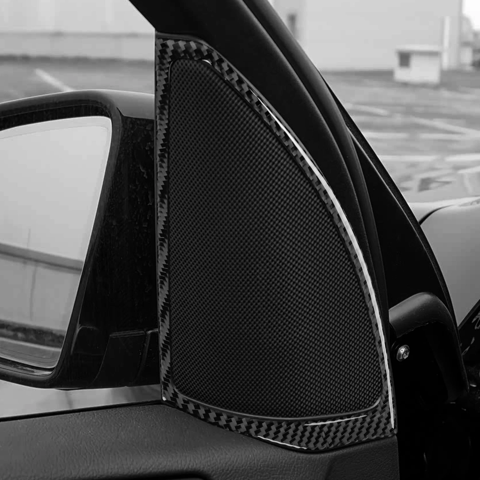 Acessórios de carro de fibra de carbono real a-pilar alto-falante guarnição capa adesivo macio para mercedes-benz w166 gle/gls 2016 2017 2018 2019
