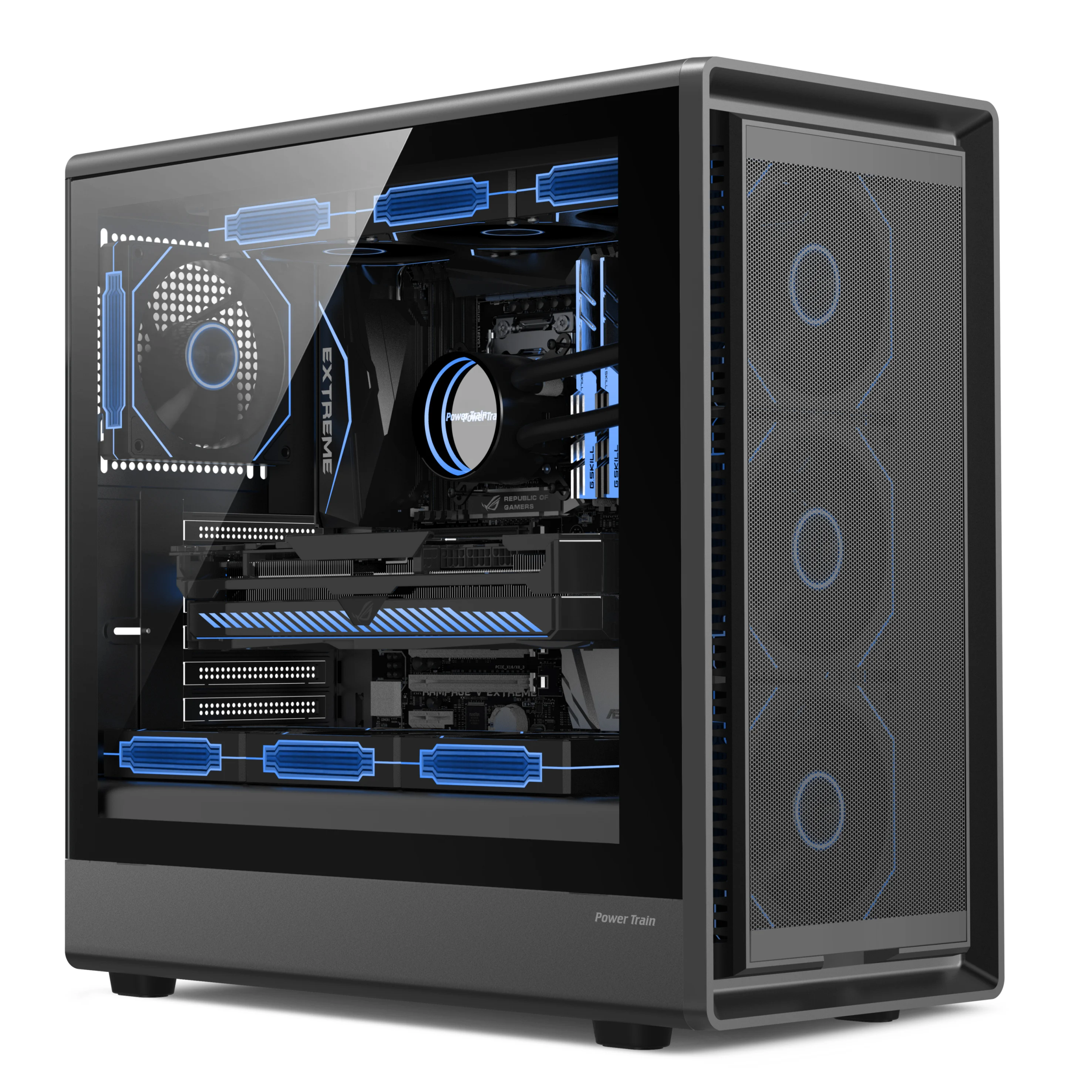 

Корпус для компьютера PowerTrain Zhenjie G2 для игрового ПК с водяным охлаждением на 360°, настольный компьютер ATX со стеклянным боковым стеклом