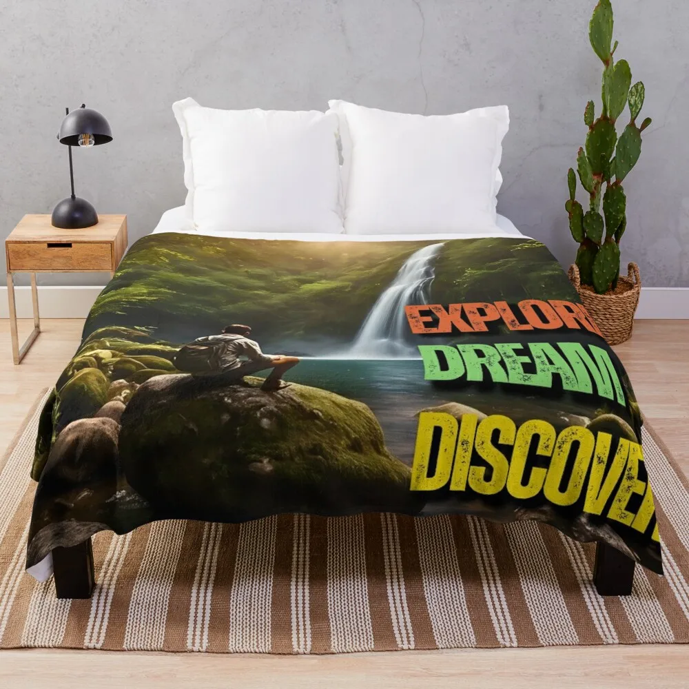 Explore Dream Discover Solo Travel Throw Blanket sofa bed for winter Blankets