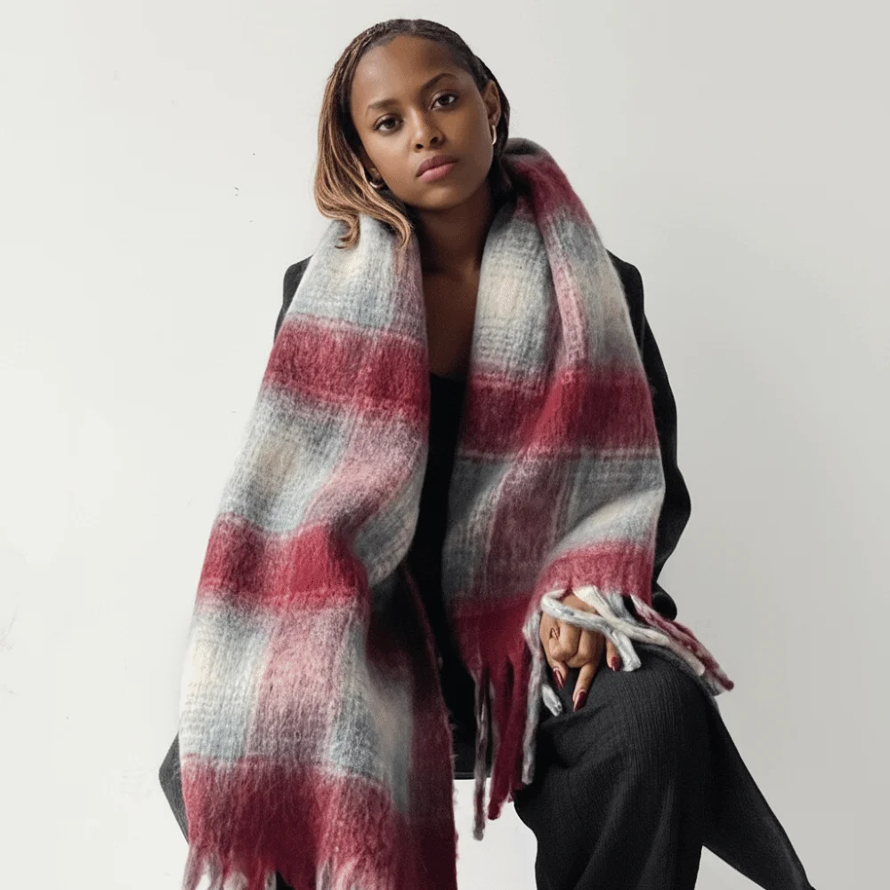 

Ретро мохеровый клетчатый шерстяной шарф с кисточками, утепленные зимние кашемировые шарфы, длинная шаль в корейском стиле, студенческая