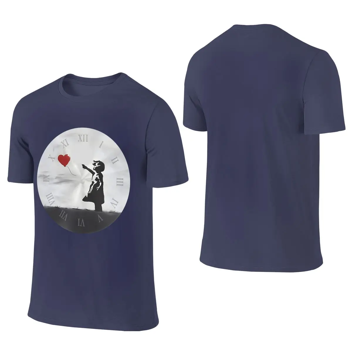 Banksy Girl With Heart Balloon Graffiti ORIGINAL WALL Japanese Fresh Reversible T-shirt Commuting Casual   Cotton Tee