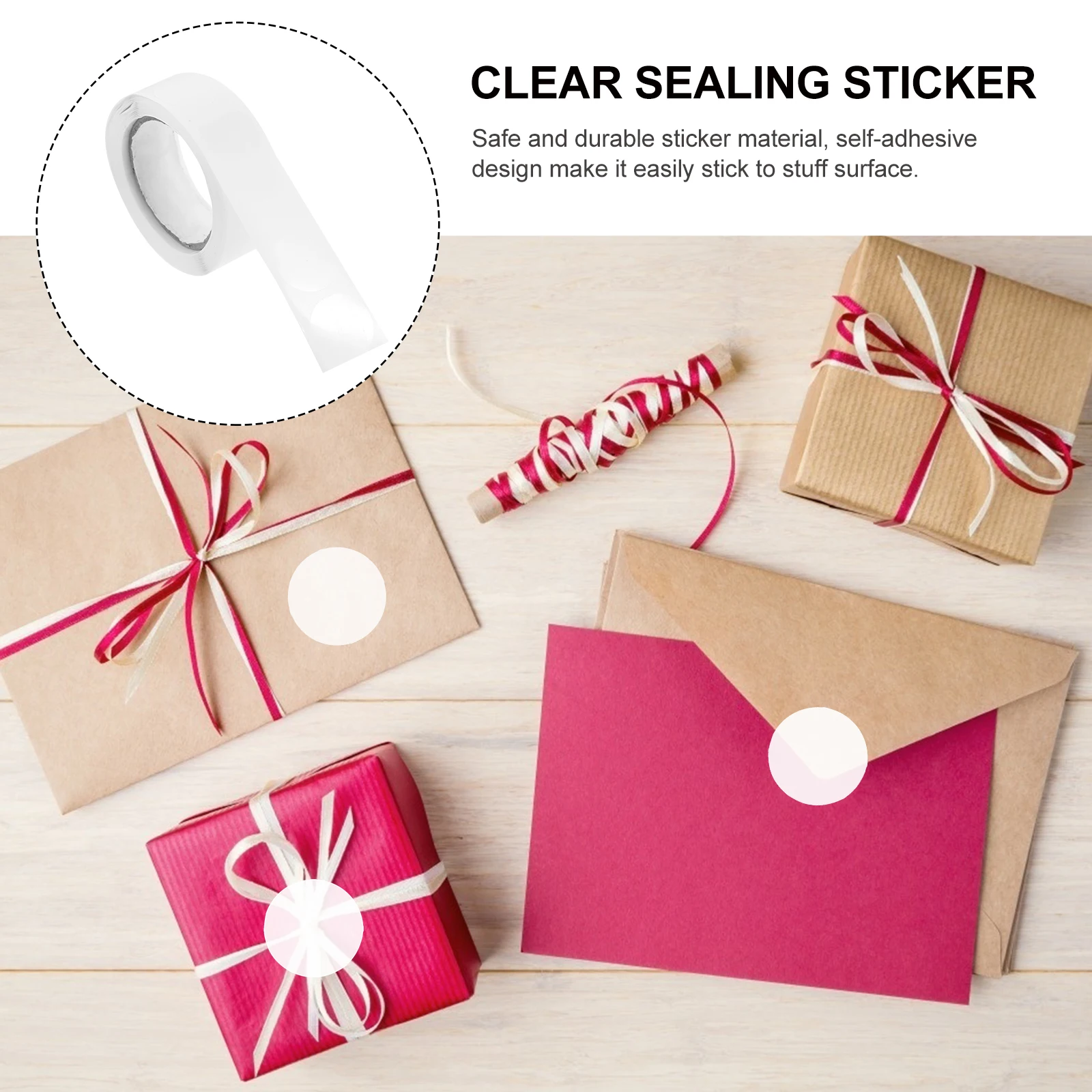 

1000 Pcs Seal Label Sticker Round Envelope Stickers Clear Adhesive Labels Sealer Sealants
