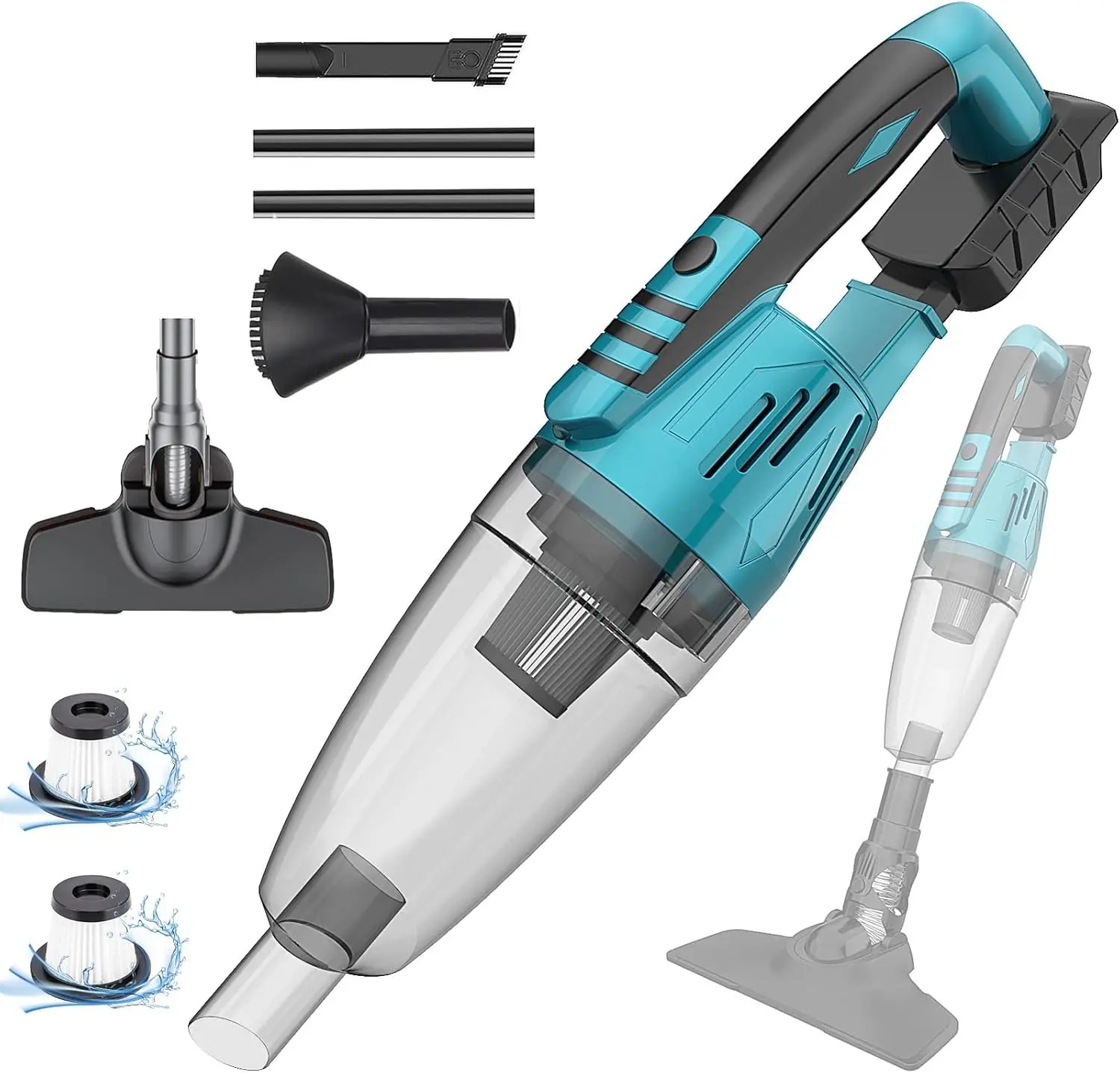 

Wireless Electric Car Vacuum Cleaner Compatible with Makita 18V 2-in-1 Handheld Vacuum Cleaner with 3 Filter for Car Home Pet