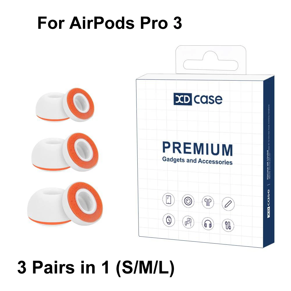 Für AirPods Pro 3 XDcase 3 Paar Ersatz-Ohrstöpsel aus Silikonschwamm für AirPods Pro 3, Größe S/M/L