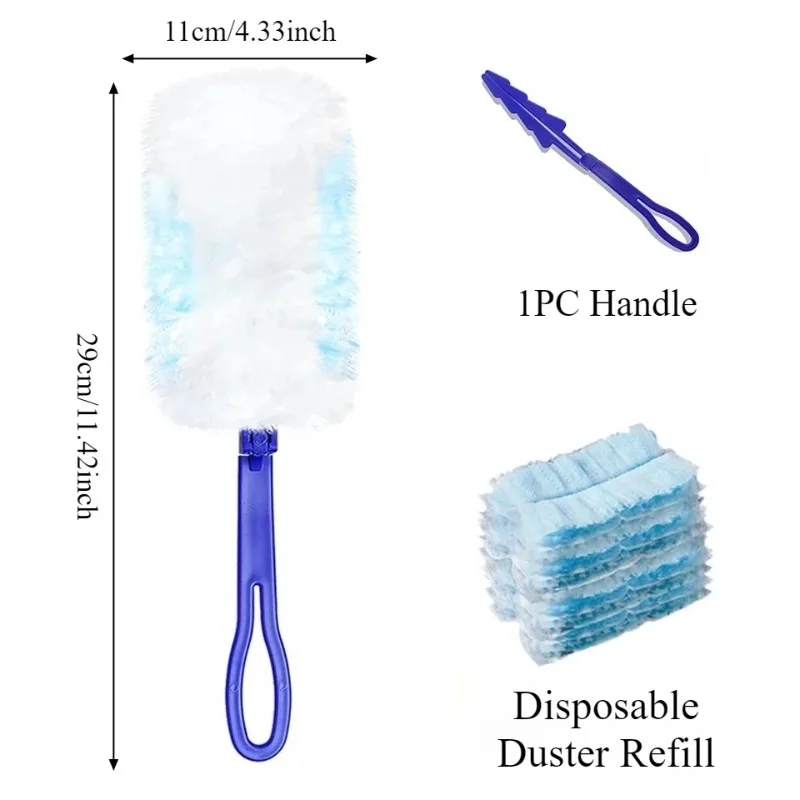Disposable Static Dusting Cloths with Grip Handle DustRemoval Tool Replacement Sheets for Household Furnishings Window Blinds view 2