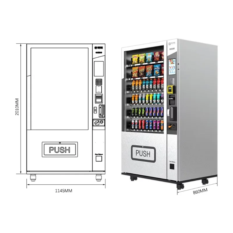 Combination Refrigerated Vending Machine Coin QR code Vending Machine Food and Beverage