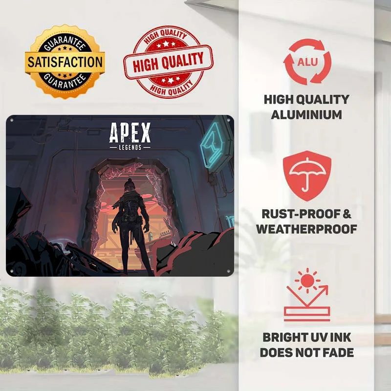 Apex Legends: Wraith in a Doorway Poster Retro 3D Printed Metal Signs Customized Wall Hanging Gift for Office Decor Room Home