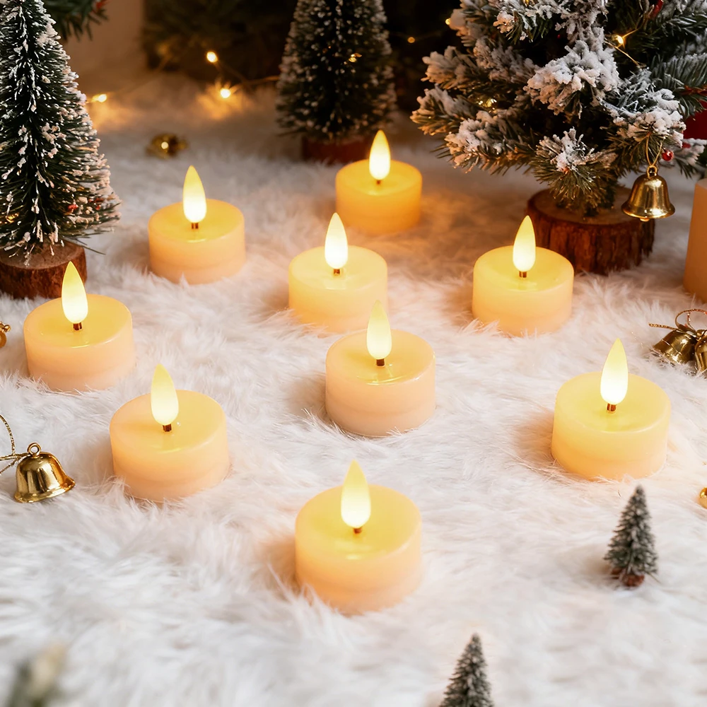 12 قطعة شموع أضواء الشاي ، LED عديمة اللهب الخفقان شمعة كهربائية مصباح أضواء الشاي لحفل الزفاف ، احتفالات عيد الميلاد الديكور