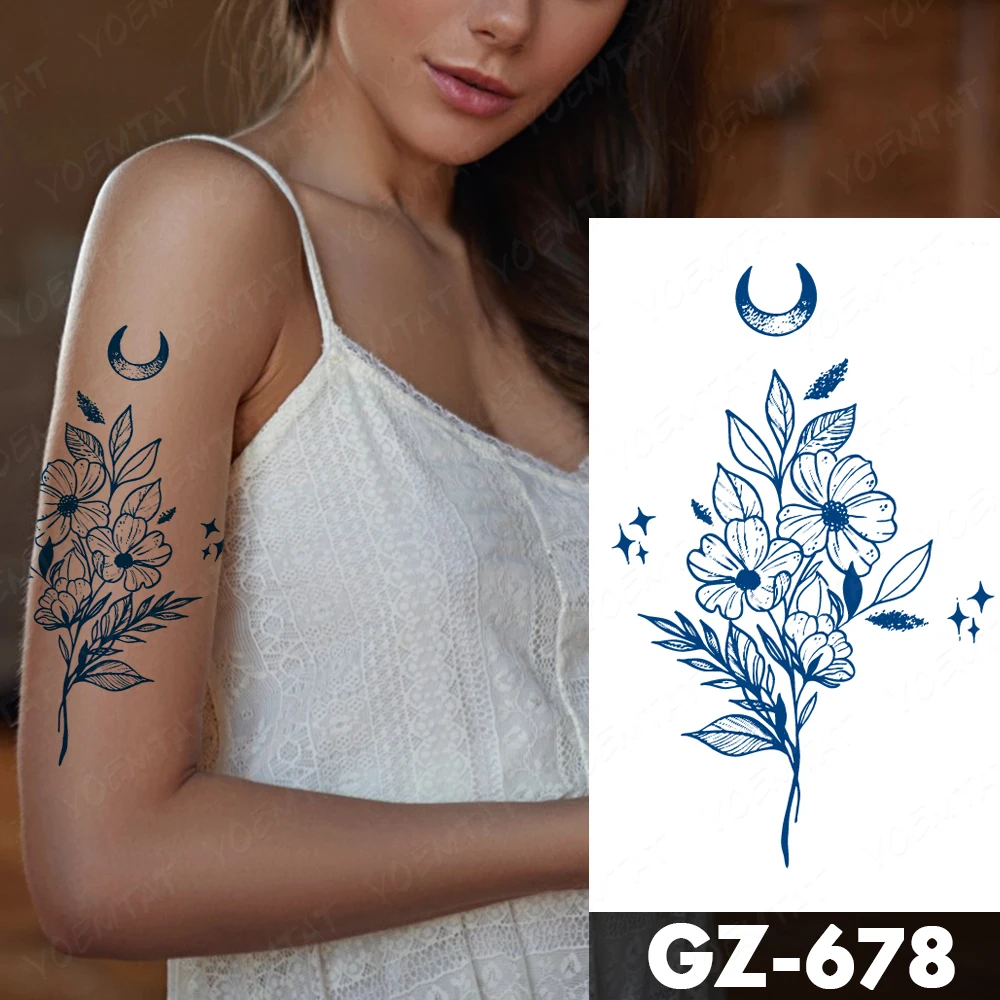 Semi-Permanent Herbal Waterproof Temporary Tattoo Sticker Butterfly Bow Tie Lasting Ink Tatto Sexy Body Art Fake Tattoos Women