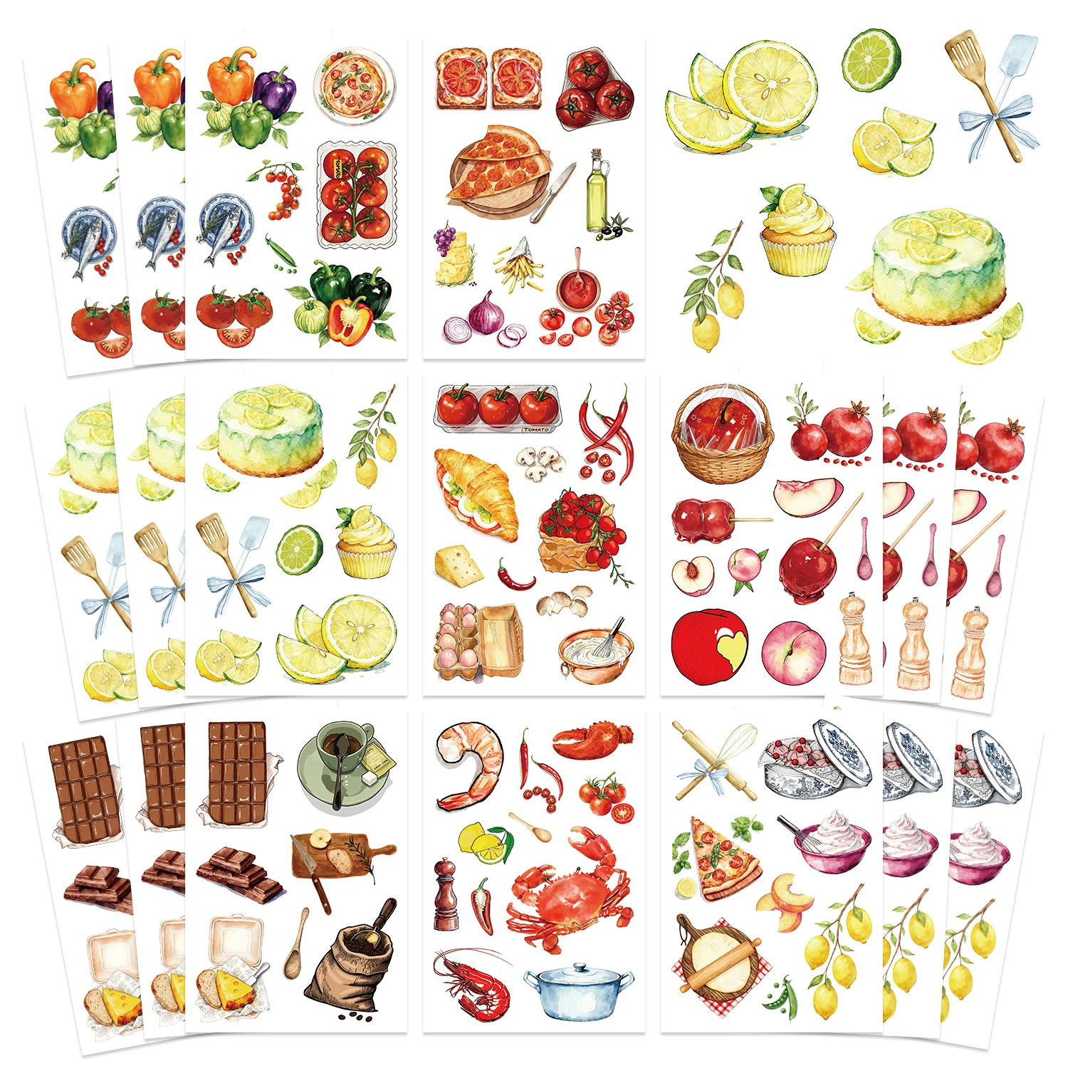 8/16/24 قطعة الغذاء المائية المطبخ لغز ملصقات الهدايا الديكور DIY بها بنفسك ملصق الهاتف المحمول الأمتعة الشارات مقاوم للماء #4