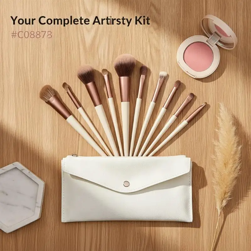 12/15PCS Beginner Friendly Makeup Brush Set Soft Synthetic Bristles for Eyeshadow Foundation Blush Powder Daily Use
