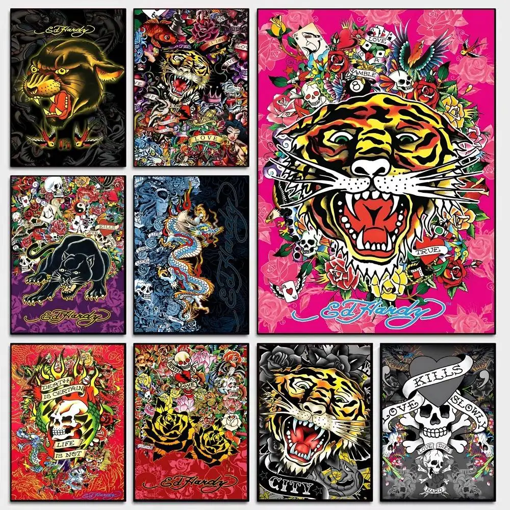 Fashion Brand E-Ed H-Hardy Self-adhesive Art Poster Whitepaper Prints Posters Artwork Home Decor