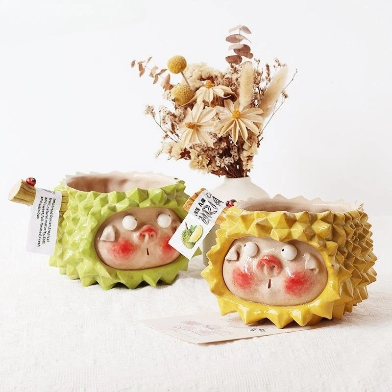 Durian pig bowl, cute, fresh and funny for one person, noodle soup, ceramics
