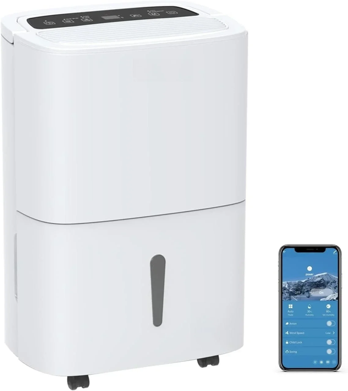 6000 Sq.Ft Energy Star Dehumidifier, WiFi enabled with adjustable humidity control for large rooms and basements