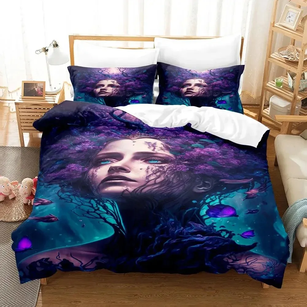 

3D Print Mother Earth Blackligh Bedding Set Duvet Cover Bed Set Quilt Cover Pillowcase Comforter king Queen Size Boys Adult