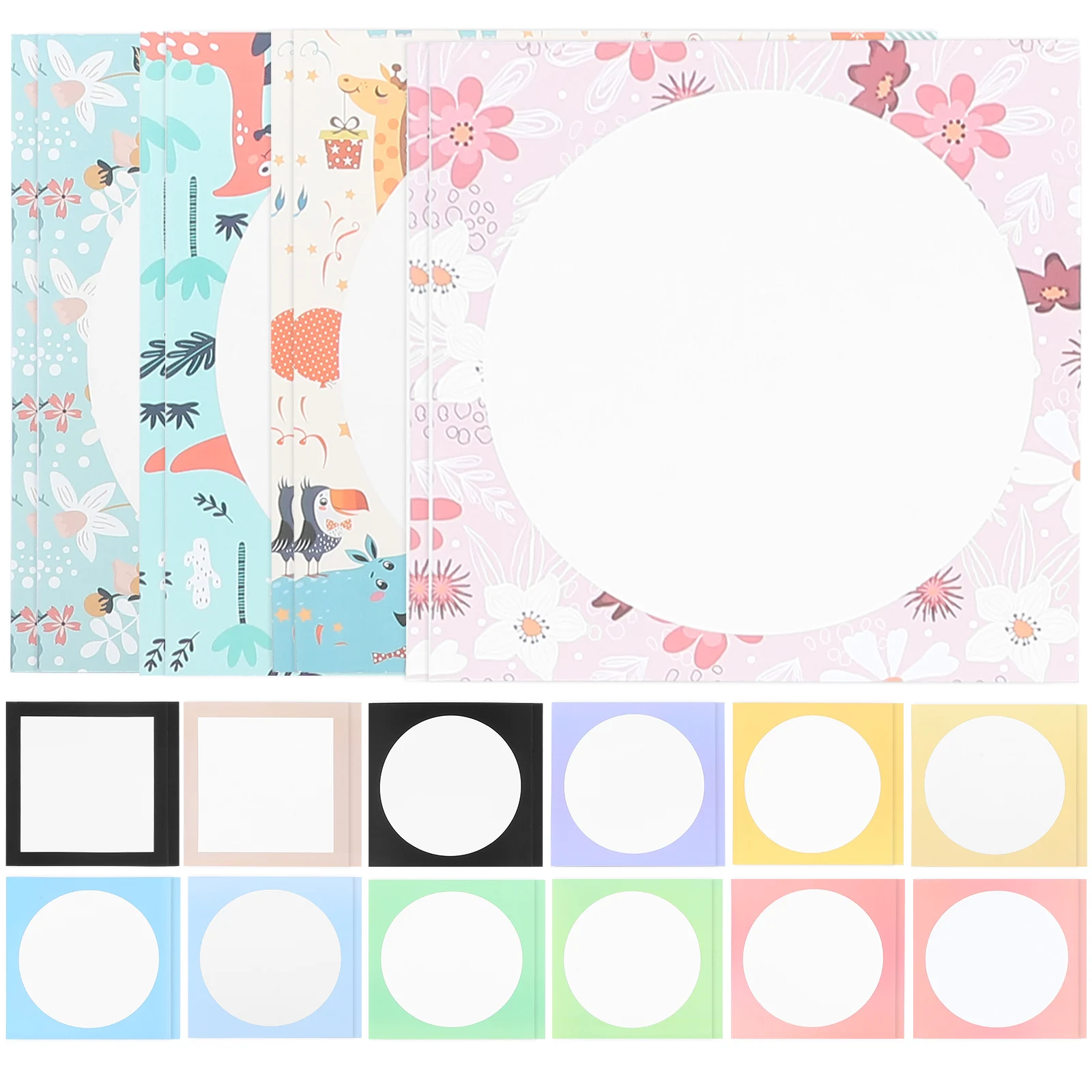 32 Sheets Colorful Picture Frame Paper Colored Stock Drawing Round Card Cardstock Child