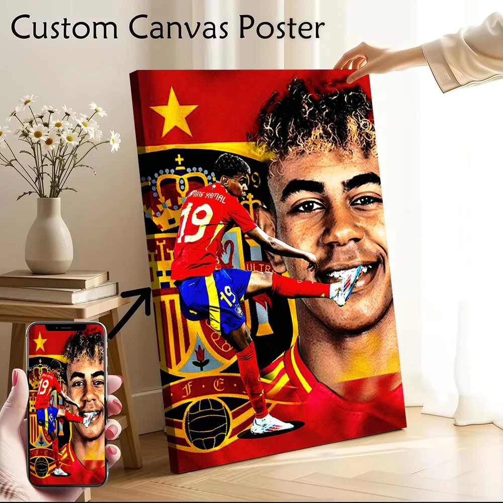 Lamine Yamal Spanish Poster Customizable Printed Canvas Painting for Pictures Wall Art Room Decoration Gaming Wand Deko Home