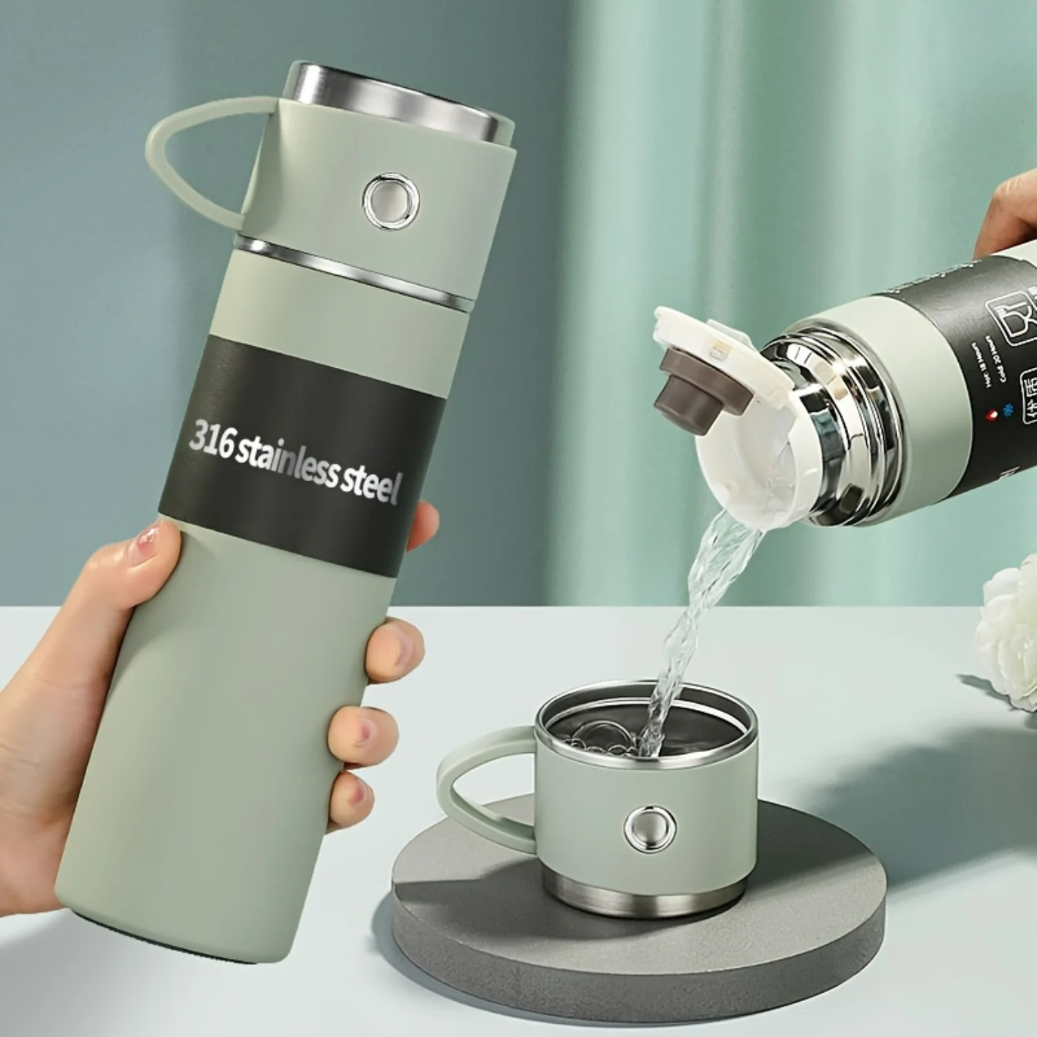 500ml Premium 316 Stainless Steel Double Wall Vacuum Mug - Spill-Proof Lid, 10H Heat, 20H Cold Retention - Sleek, Thermal Coffee
