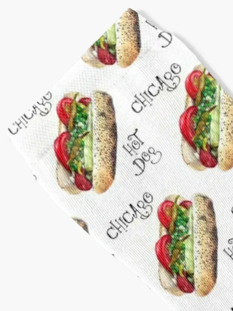 Chicago Hot Dog Watercolor Painting Socks anti slip football hockey Wholesale Boy Socks Women's