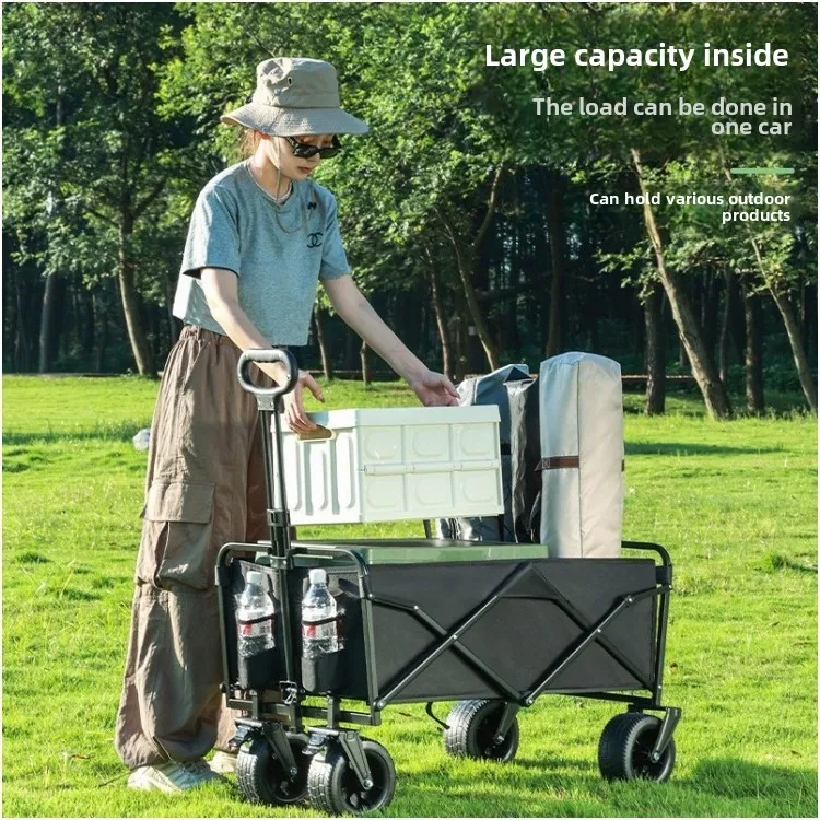 Carrello da stalla portatile personalizzabile per campeggio all'aperto Dispositivo con maniglia per auto pieghevole in acciaio inossidabile con costruzione della piattaforma