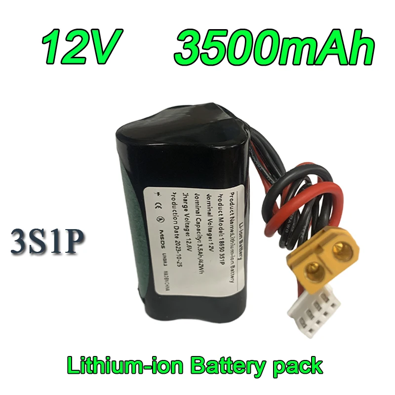 

12V 3.5Ah 18650 lithium battery pack high current, high power battery for UAV model electric toy car