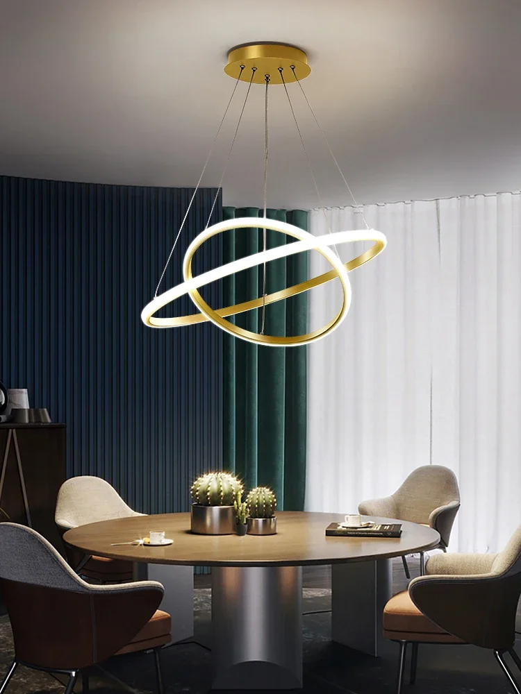 Dining room chandelier Modern minimalist bedroom lamp led small dining table bar ring home creative personality dining room