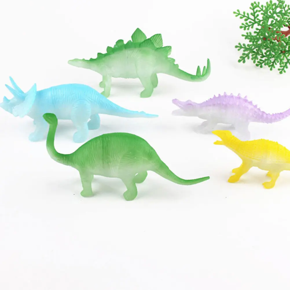 

6Pcs Luminous Dinosaur Plaything Glow in Dark Eco Friendly Safe Plastic for Kids Dinosaur Theme Party Indoor Pretend Play
