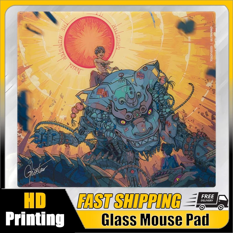

Anime P2-Lion Glass Gaming Mouse Pad Tempered Glass Mousepad for Esports Ultra-Thin 3.2mm Design Tempered FPS Office Custom Mat