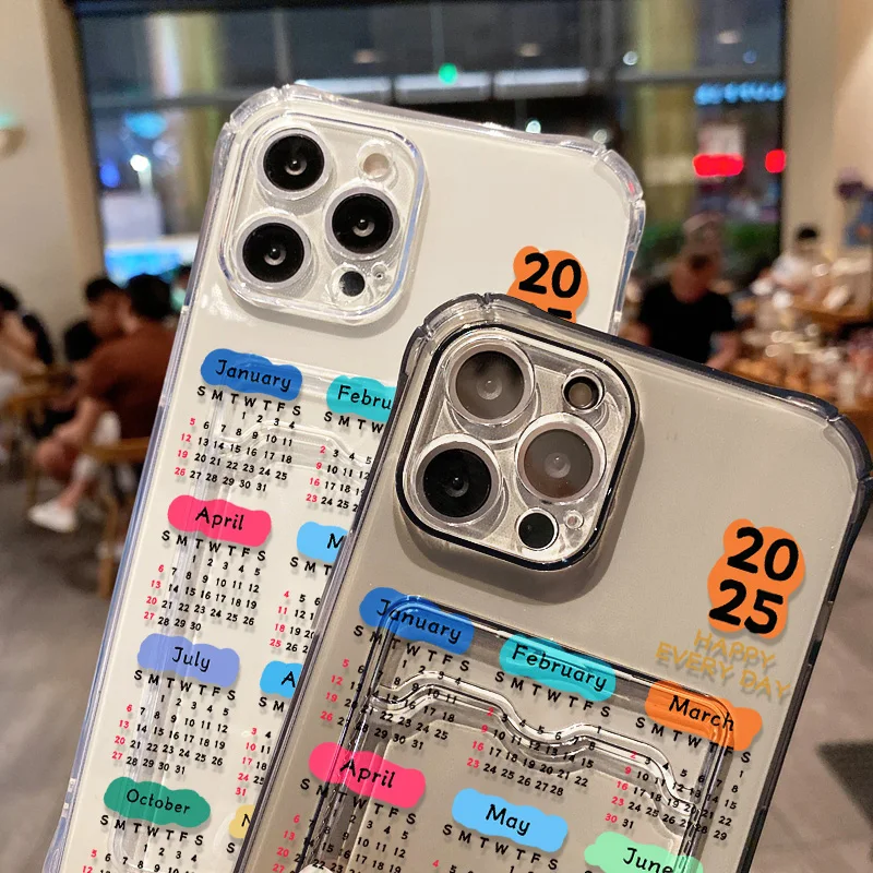 2025 التقويم جديد واضح لينة حافظة للبطاقات ل Poco X6 F6 X5 برو حافظة شاومي ريدمي نوت 13 12 11 10 9 برو 14C جيب غطاء الهاتف